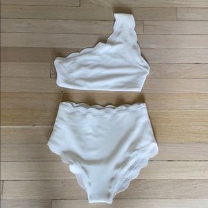 Two piece bikini high waist white size small